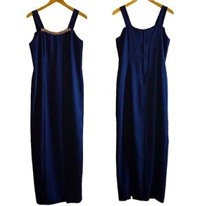 Elegant Navy Blue Sleeveless Dress